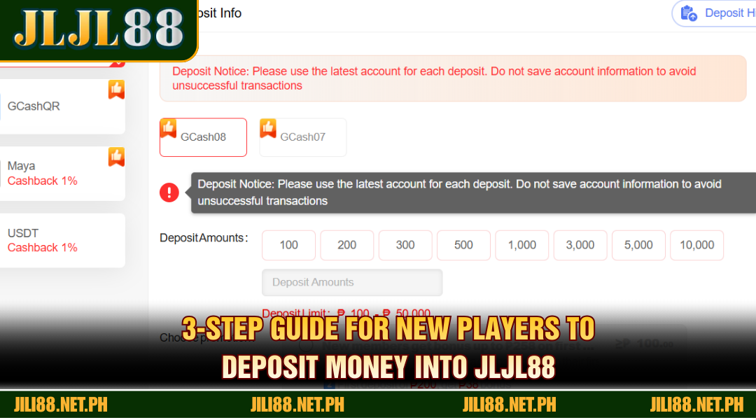 3-Step Guide for New Players to Deposit Money into JLJL88