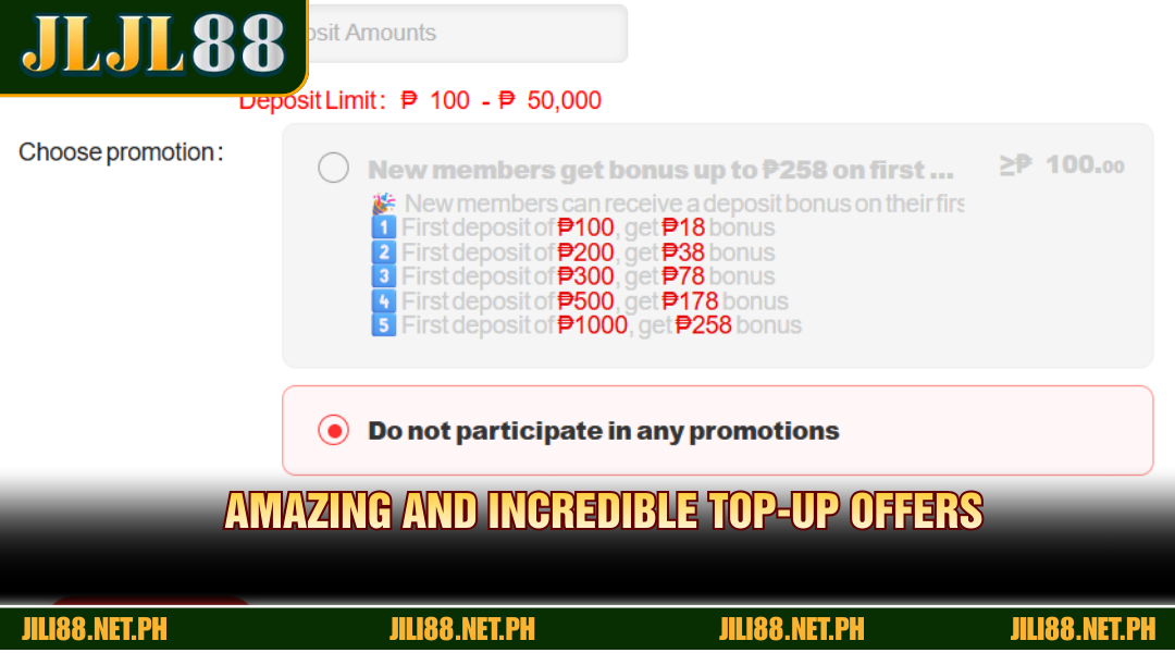 Amazing and incredible top-up offers